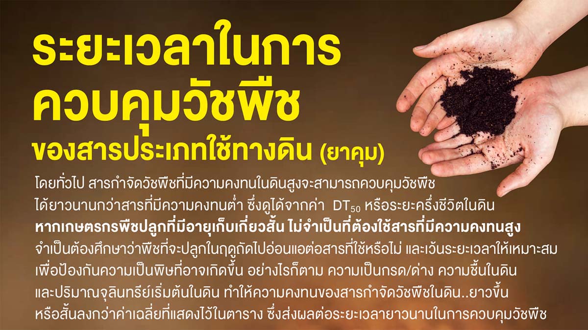 เกษตรกรเคยสงสัยไหมว่า ? ระยะการควบคุมวัชพืชของยาคุมหญ้าแต่ละชนิด ระยะเวลาสั้นยาวต่างกัน แล้วเราจะสังเกตได้จากอะไร เราไปดูกันเลย