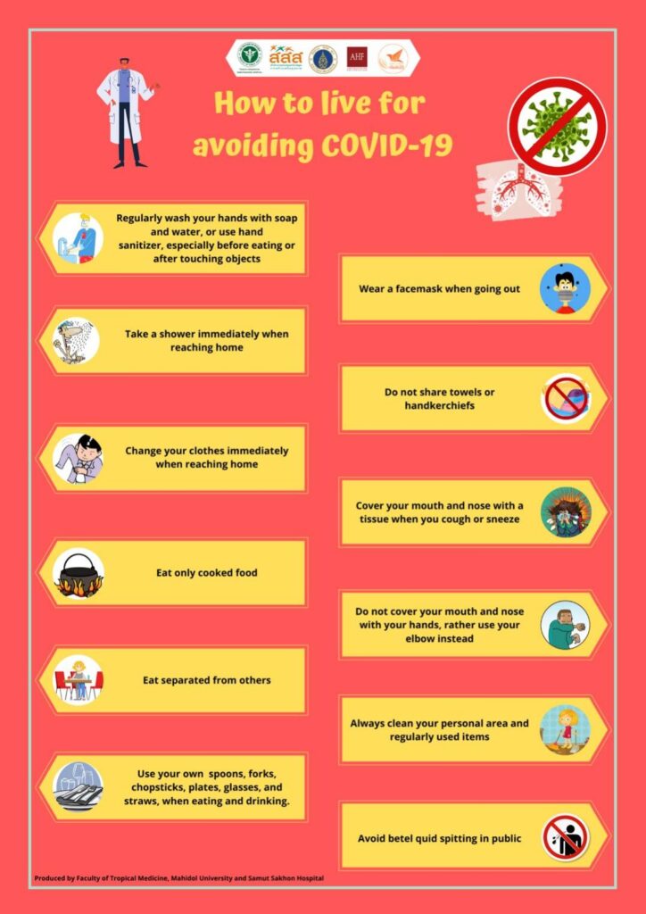 สื่อ 5 ภาษา แนะนำ อยู่อย่างไรให้ไกลจาก COVID-19 , How to live to avoiding COVID-19