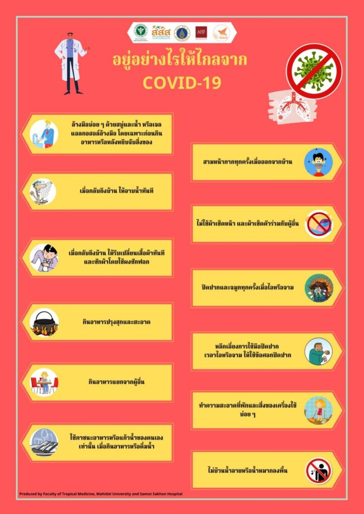 สื่อ 5 ภาษา แนะนำ อยู่อย่างไรให้ไกลจาก COVID-19 , How to live to avoiding COVID-19