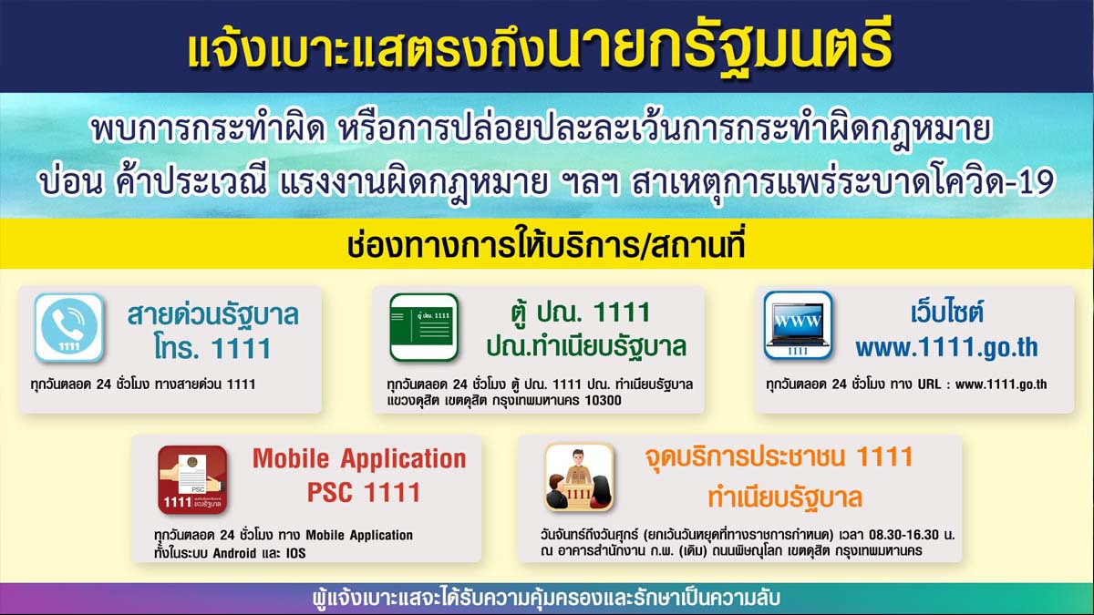 พบการกระทำผิด!! แจ้งเบาะแสตรง ถึงนายกรัฐมนตรีได้ทันที