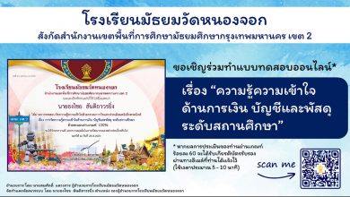 แบบทดสอบออนไลน์ “ความรู้ความเข้าใจด้านการเงิน บัญชีและพัสดุ ระดับสถานศึกษา” ผ่านเกณฑ์ รับเกียรติบัตรผ่านทางอีเมล