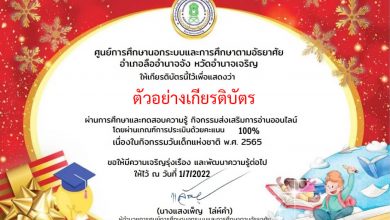 แบบทดสอบออนไลน์ "กิจกรรมตอบปัญหารับเกียรติบัตร เนื่องในวันเด็กแห่งชาติ"