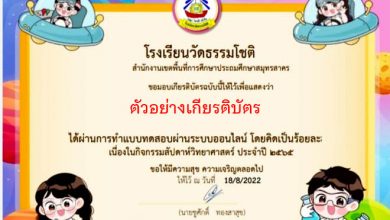 แบบทดสอบออนไลน์ “วันวิทยาศาสตร์” ผ่านเกณฑ์รับเกียรติบัตรทาง E-mail