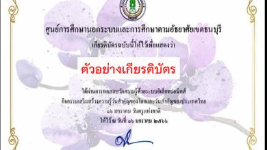 แบบทดสอบออนไลน์ เรื่อง “ วันครู ” (Teachers’ Day) ผ่านเกณฑ์รับเกียรติบัตรทาง E-mail