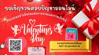 แบบทดสอบออนไลน์ เรื่อง วันวาเลนไทน์ (Valentine’s Day) ผ่านเกณฑ์รับเกียรติบัตรทาง E-mail