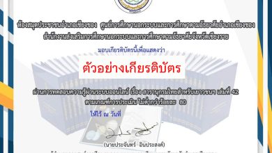 แบบทดสอบออนไลน์ เรื่อง สารานุกรมไทยสำหรับเยาวชนฯ เล่มที่ 42 จัดทำโดยห้องสมุดประชาชนอำเภอเชียงของ จังหวัดเชียงราย ผ่านเกณฑ์รับเกียรติบัตรทาง E-mail