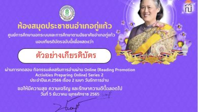 แบบทดสอบออนไลน์ "วัน  2 เมษา วันรักการอ่าน"  โดยห้องสมุดประชาชนอำเภอกู่แก้ว ผ่านเกณฑ์รับเกียรติบัตรทาง E-mail