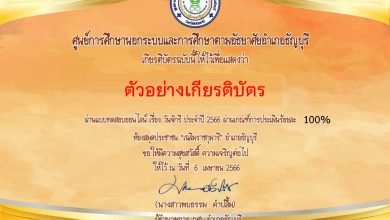 แบบทดสอบออนไลน์ เรื่อง ๖ เมษายน วันจักรี Chakri Memorial Day โดยห้องสมุดประชาชน "เฉลิมราชกุมารี" อำเภอธัญบุรี จังหวัดปทุมธานี ผ่านเกณฑ์รับเกียรติบัตรทาง E-mail