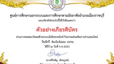 แบบทดสอบออนไลน์ เรื่อง ๖ เมษายน วันจักรี Chakri Memorial Day โดยห้องสมุดประชาชน "เฉลิมราชกุมารี" อำเภอเมืองราชบุรี ผ่านเกณฑ์รับเกียรติบัตรทาง E-mail