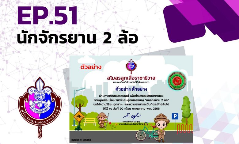 แบบทดสอบออนไลน์ เรื่อง “นักจักรยาน2ล้อ” จัดทำโดยสโมสรลูกเสือราชาธิวาส ผ่านเกณฑ์รับเกียรติบัตรทันที