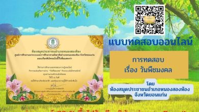 กิจกรรมทดสอบความรู้ “วันพืชมงคล” 17 พฤษภาคม 2566 จัดทำโดย ห้องสมุดประชาชนอำเภอหนองสองห้อง จังหวัดขอนแก่น ผ่านเกณฑ์รับเกียรติบัตรทาง E-mail