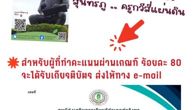 แบบทดสอบออนไลน์ เรื่อง “สุนทรภู่ ครูกวีสี่แผ่นดิน” จัดทำโดยห้องสมุดประชาชนอำเภอท่าวังผา ผ่านเกณฑ์รับเกียรติบัตรทาง E-mail