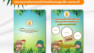 แจกฟรี ปกรายงาน ปกรายงานกิจกรรมเข้าค่ายลูกเสือเนตรนารี ไฟล์ PowerPoint สามารถแก้ไขไฟล์ได้ง่ายๆ